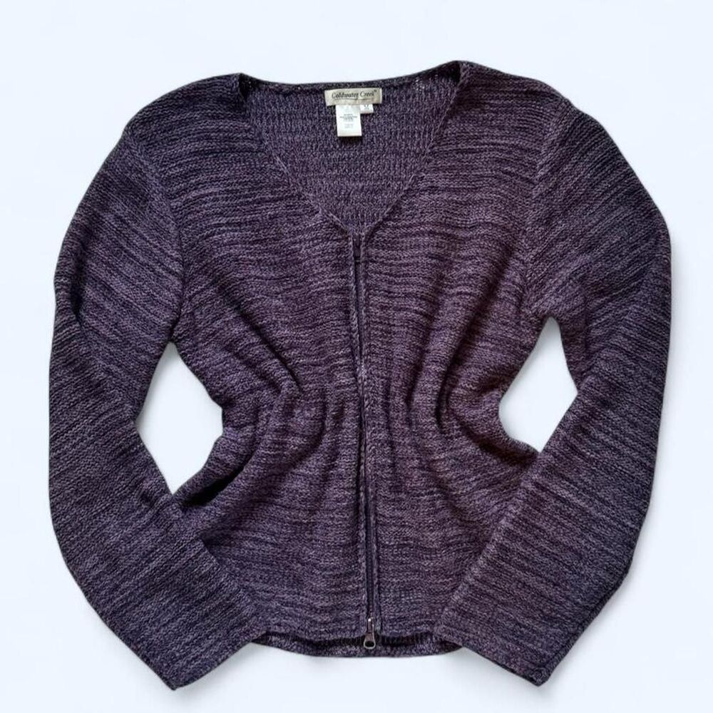 Coldwater Creek Women's Purple Zip-Up Knit Sweater